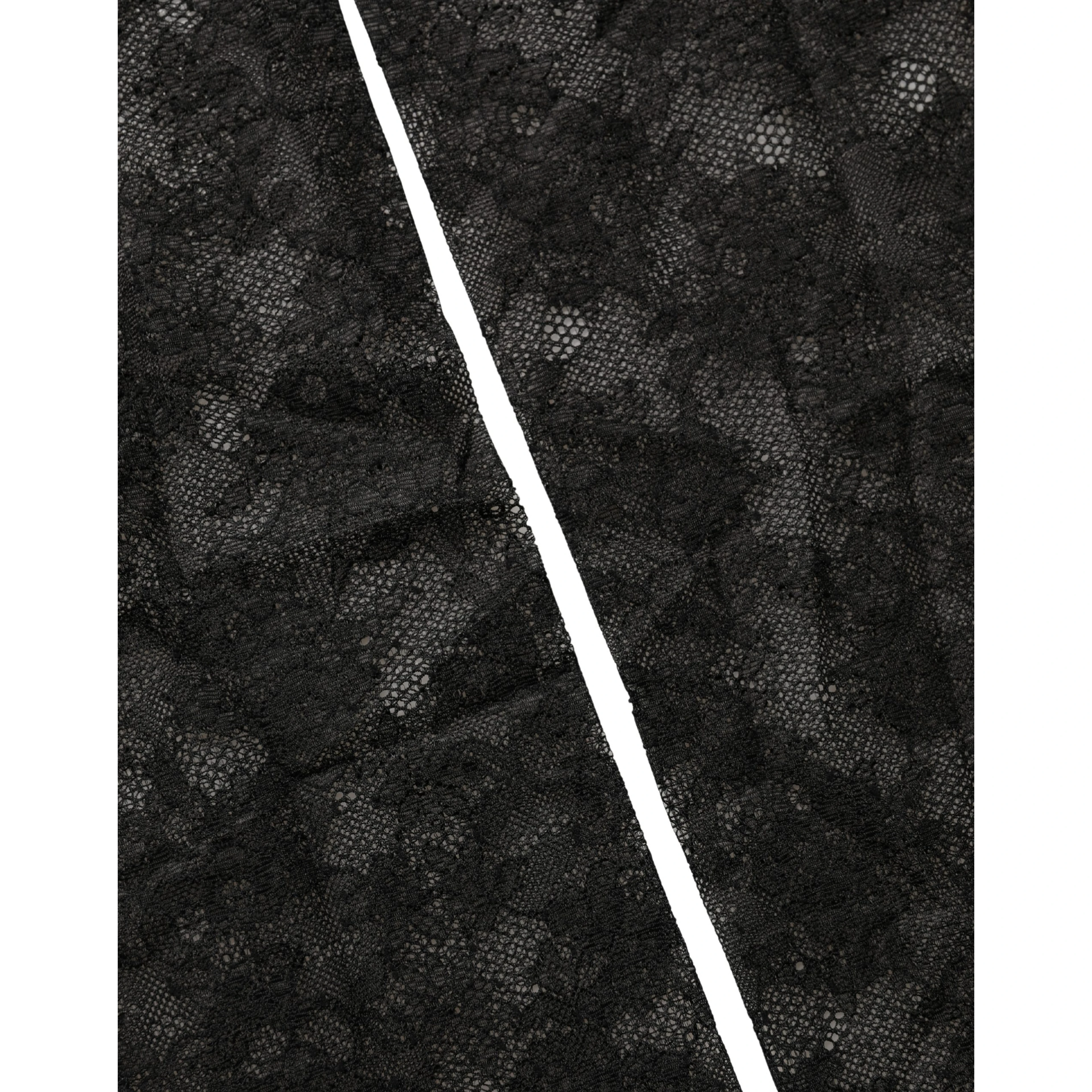 Black Floral Lace Nylon Stretch Knee High Socks