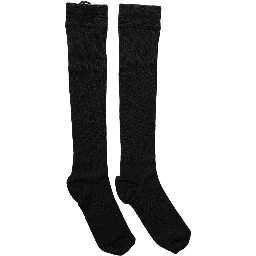 Black Wool Knit Calf Long Women Accessory Socks