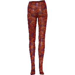 Purple Nylon Floral Print Tights Stockings Socks
