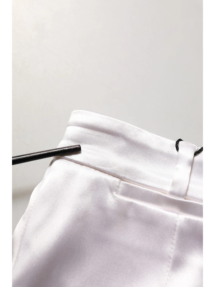 White Satin High Rise Women Hot Pants Shorts