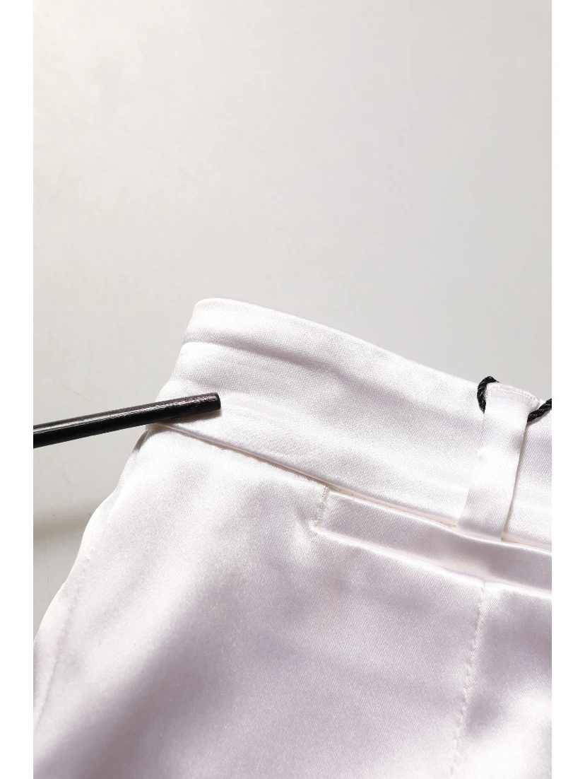 White Satin High Rise Women Hot Pants Shorts