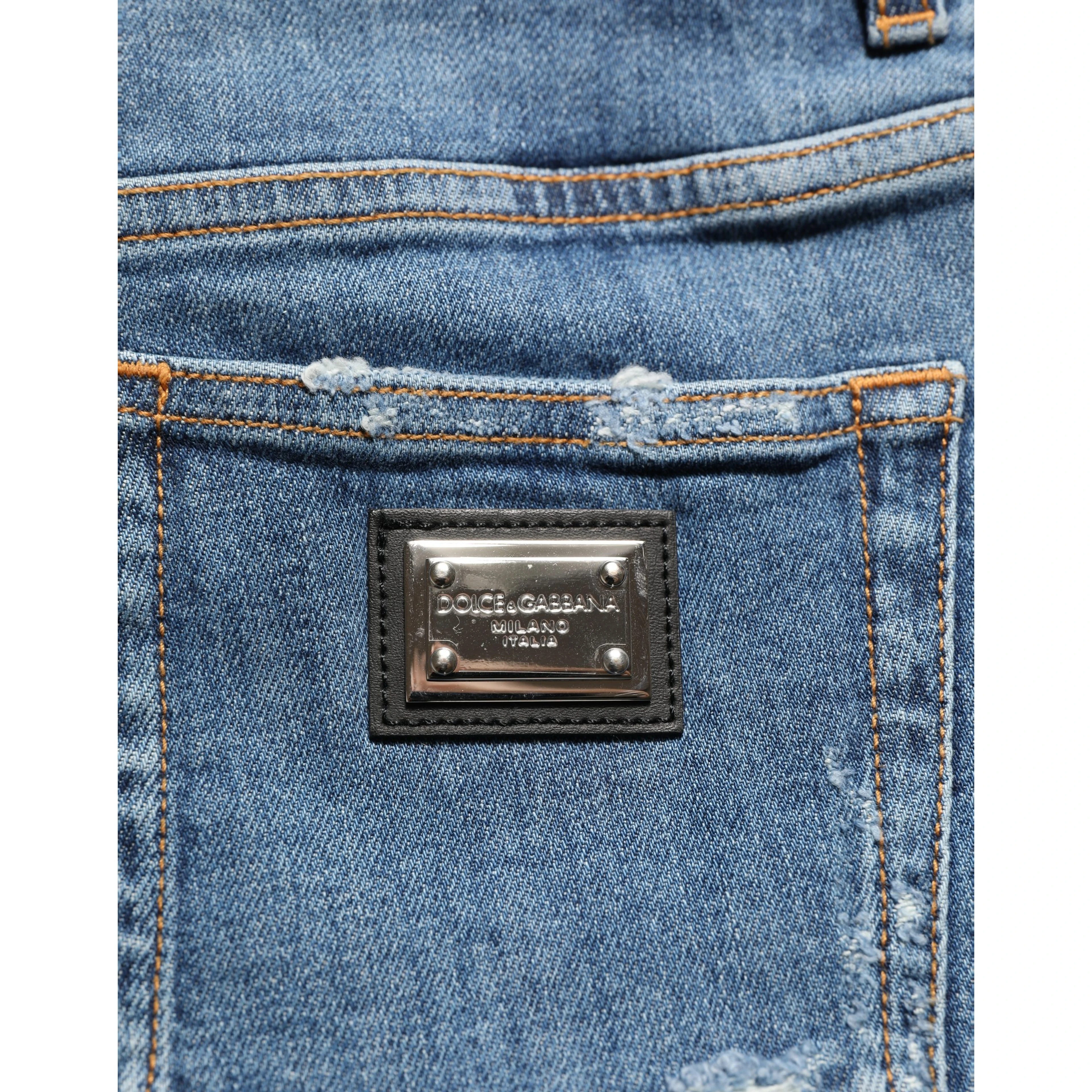 Blue Cotton High Rise Denim Hot Pants Shorts