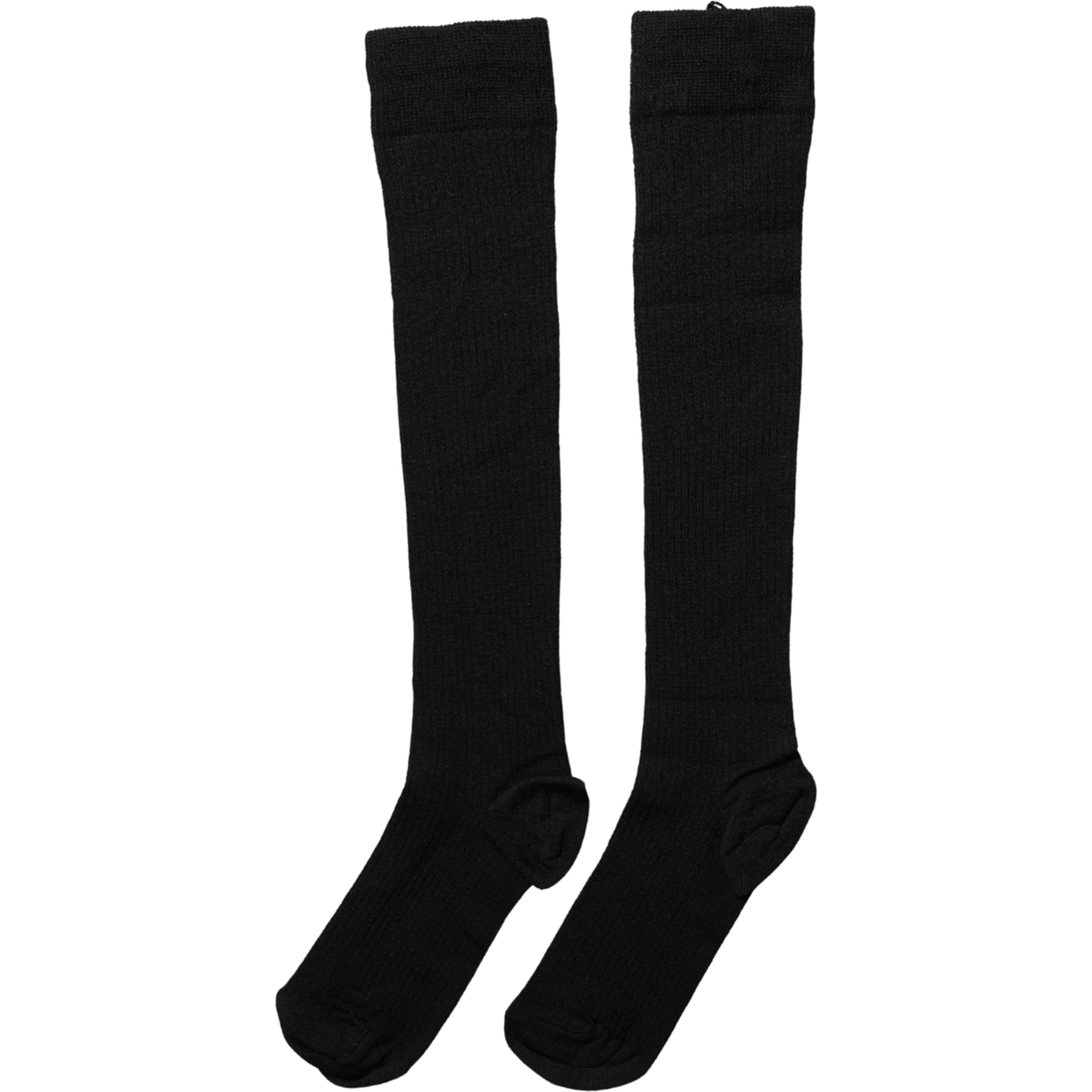 Black Wool Knit Calf Long Women Accessory Socks