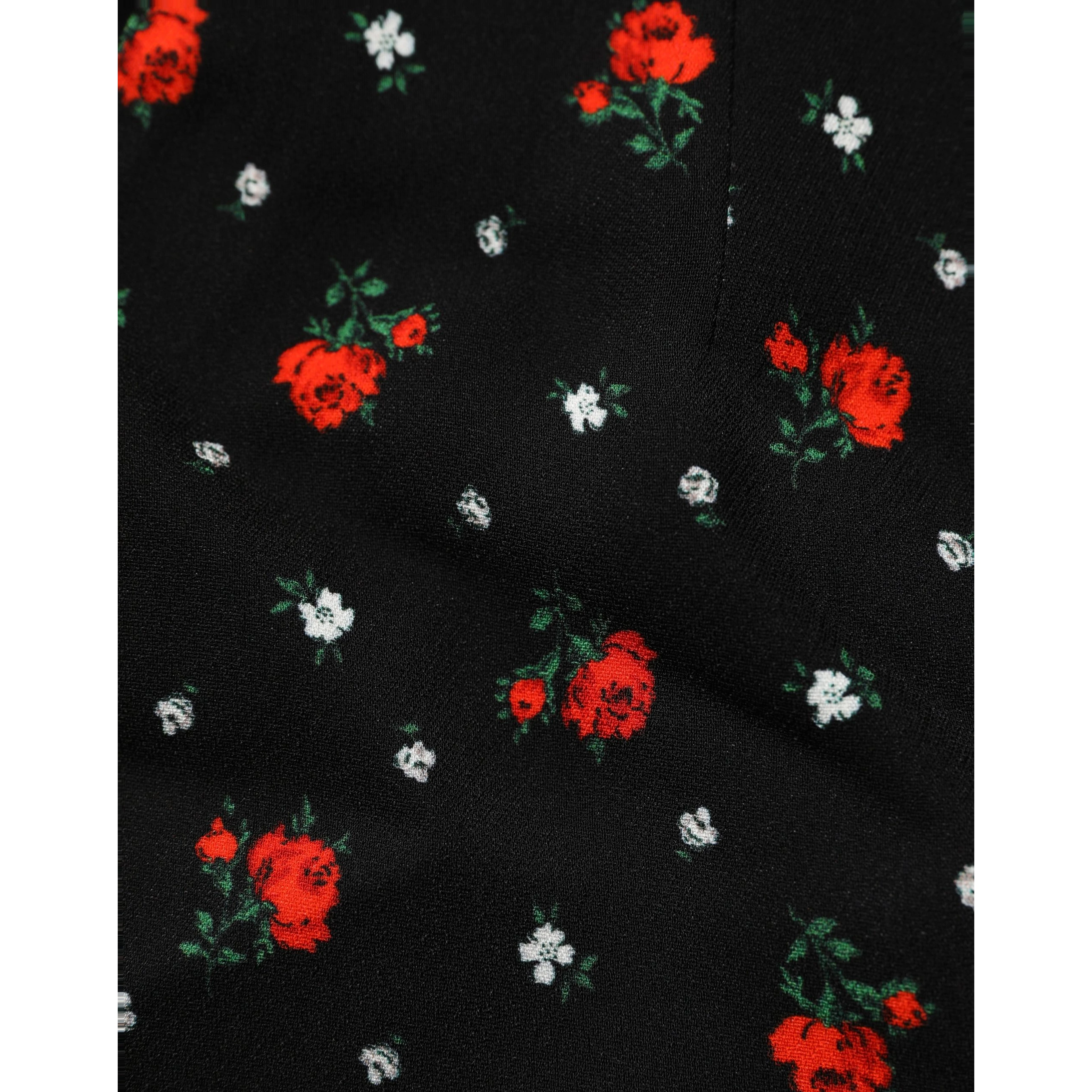 Black Floral High Rise Women Hot Pants Shorts