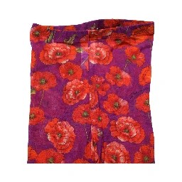 Purple Nylon Floral Print Tights Stockings Socks