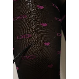 Black Nylon Hearts Tights Stocking Pantyhose Socks