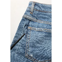 Blue Cotton High Rise Denim Hot Pants Shorts