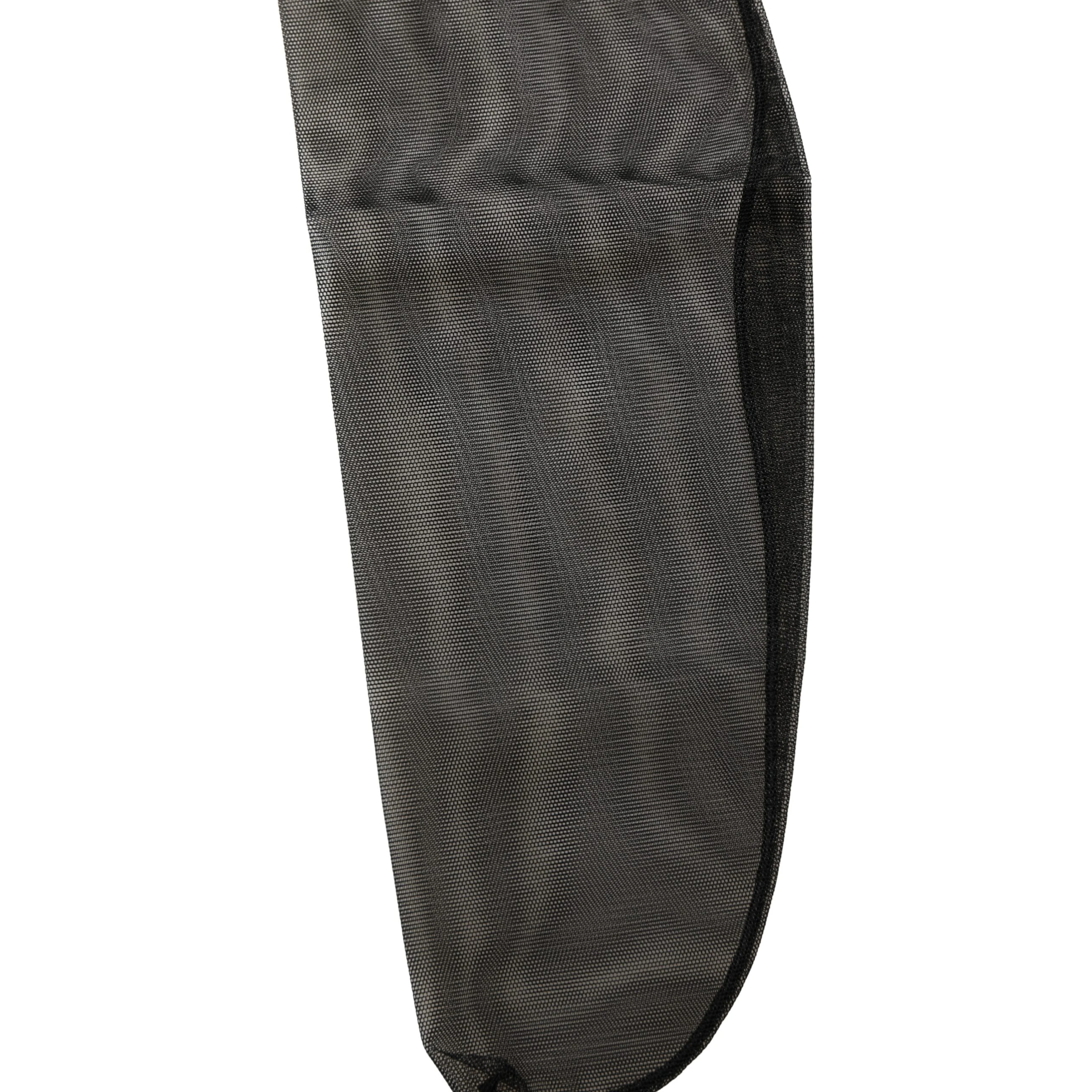 Black Nylon Mesh Sheer Calf Long Accessory Socks