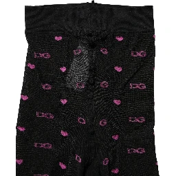 Black Nylon Hearts Tights Stocking Pantyhose Socks