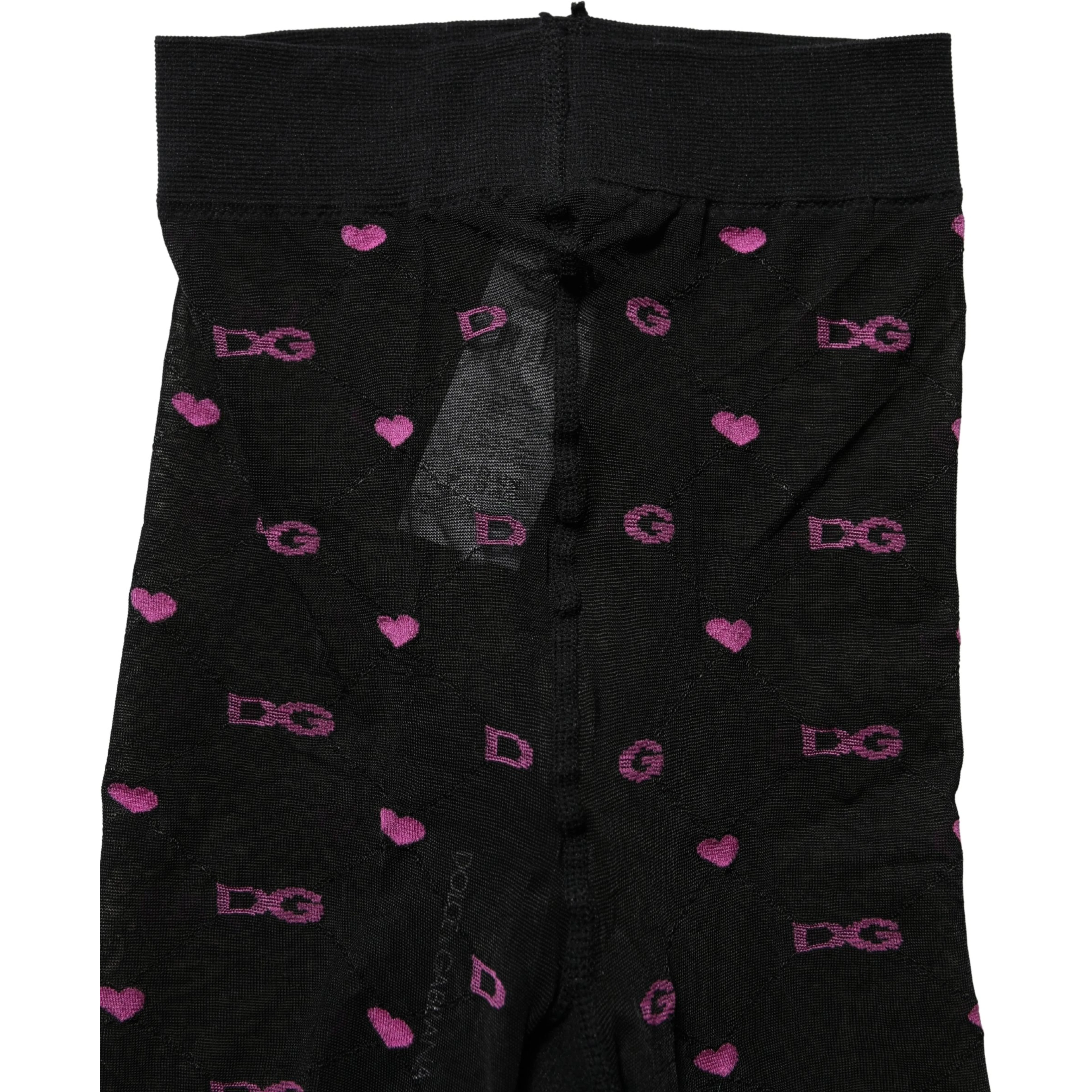 Black Nylon Hearts Tights Stocking Pantyhose Socks