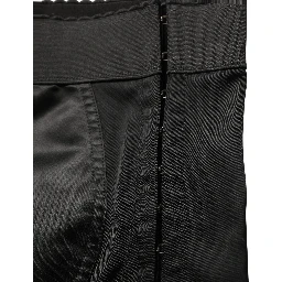 Black Nylon HighWaist Elastic Waistband Shorts