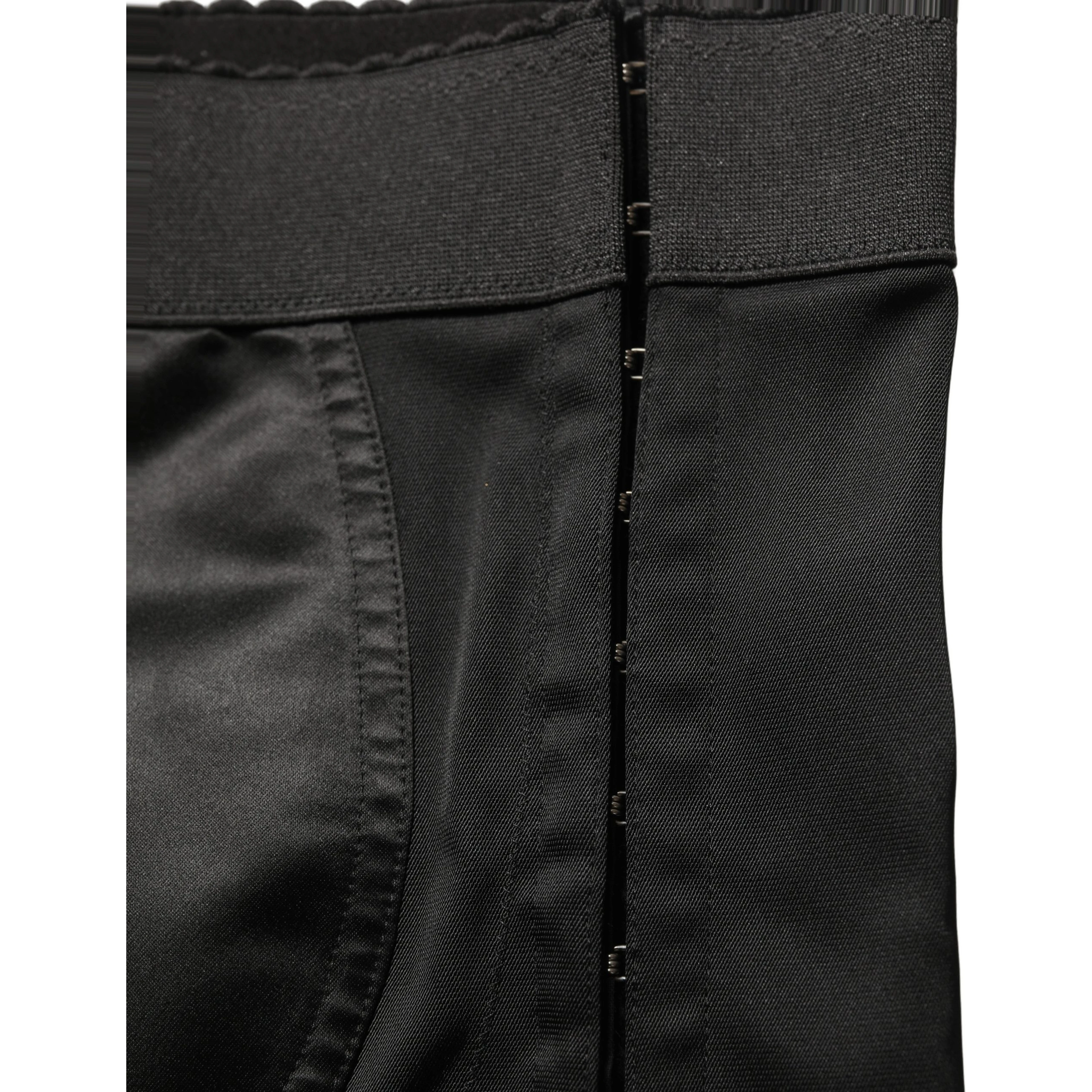 Black Nylon HighWaist Elastic Waistband Shorts