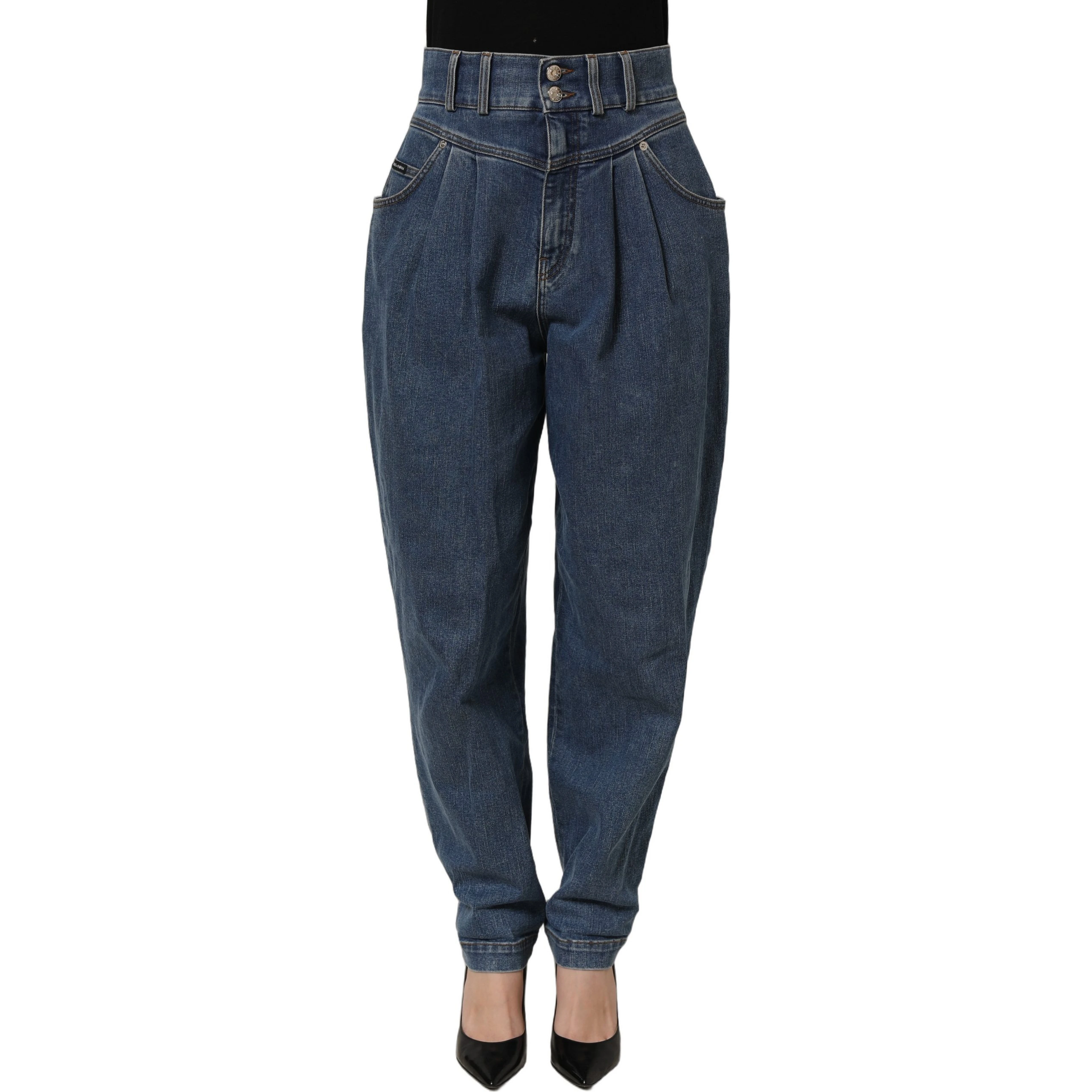 Dark Blue Cotton Stretch Tapered Denim Jeans