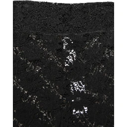 Black High Waist Sheer Floral Lace Shorts