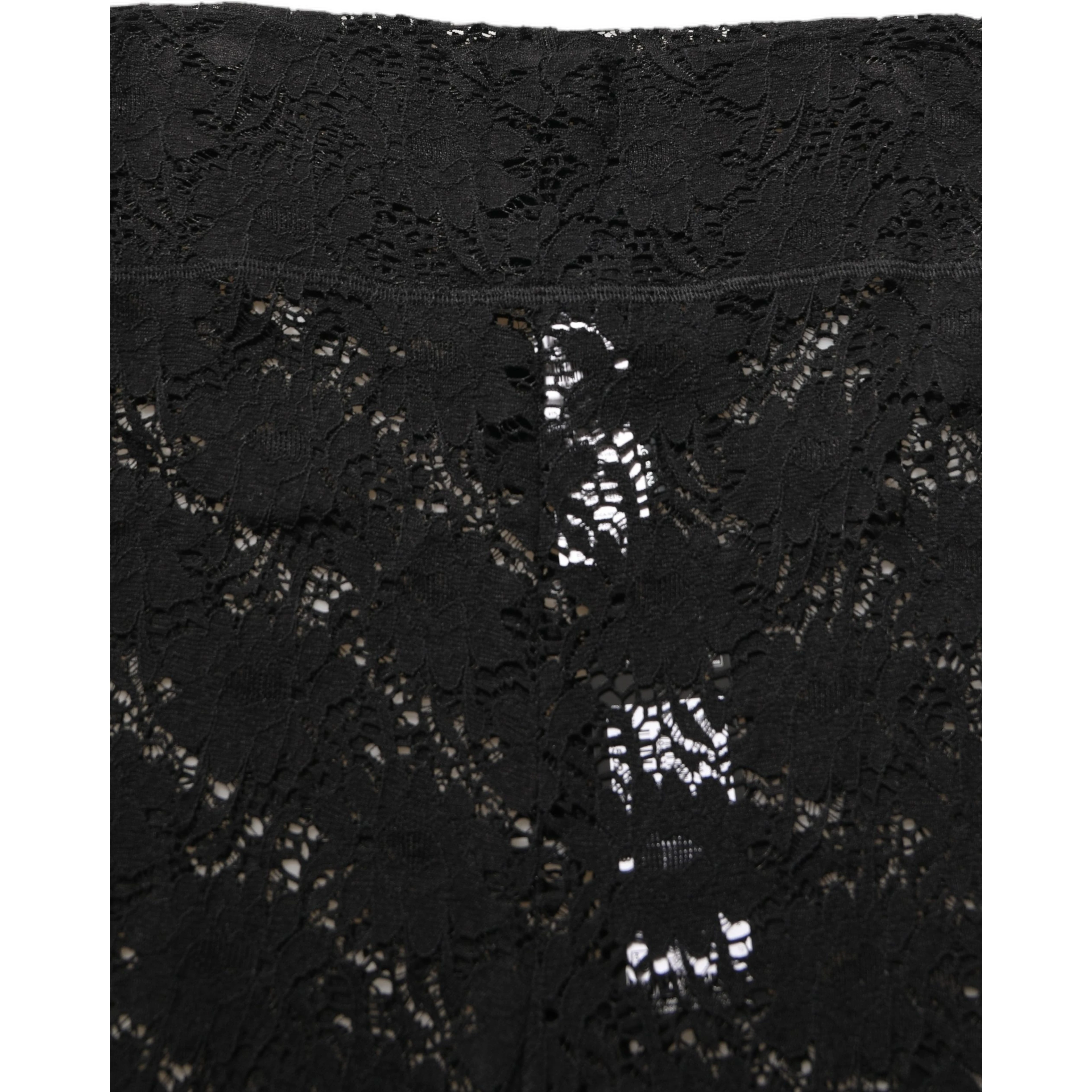 Black High Waist Sheer Floral Lace Shorts