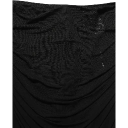 Black Viscose Mid Waist A-line Mini Skirt