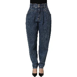 Dark Blue Cotton Stretch Tapered Denim Jeans