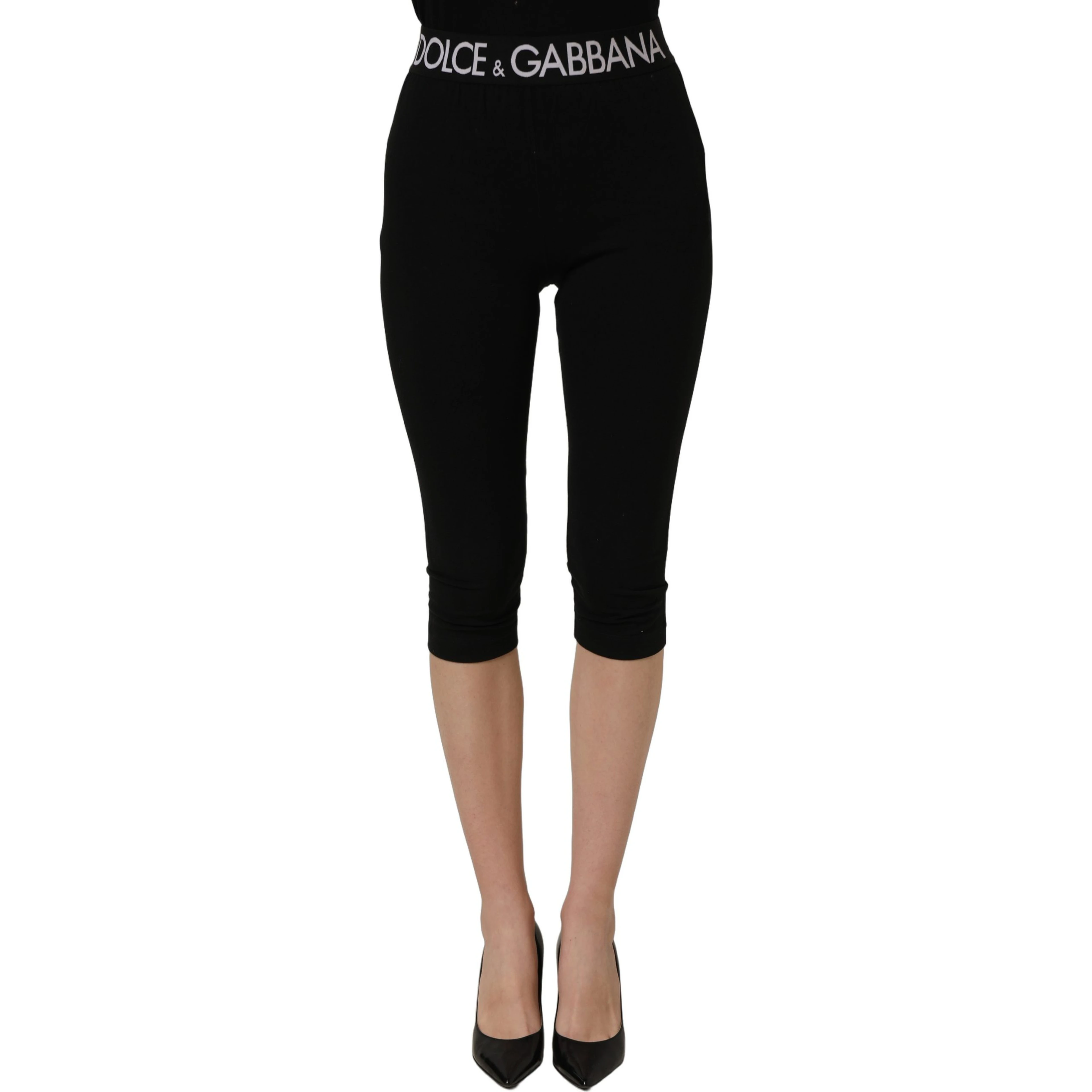Black Cotton HighWaist Cropped Leggings Pants