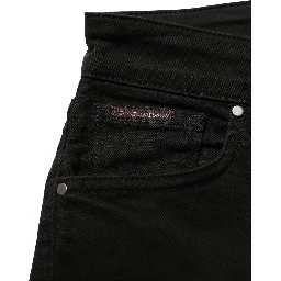 Black Cotton Stretch Skinny Denim Jeans
