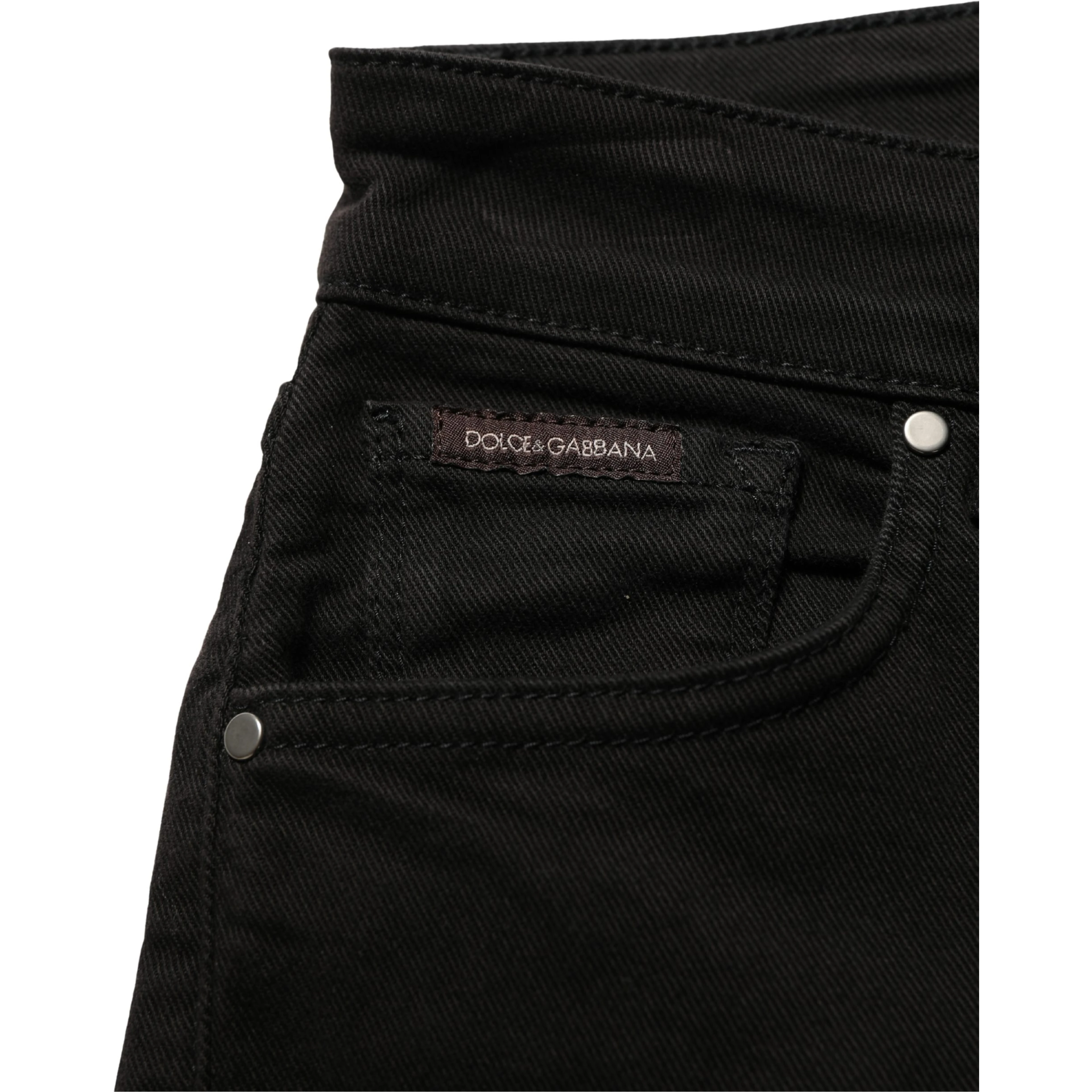 Black Cotton Stretch Skinny Denim Jeans