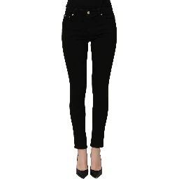Black Cotton Stretch Skinny Denim Jeans