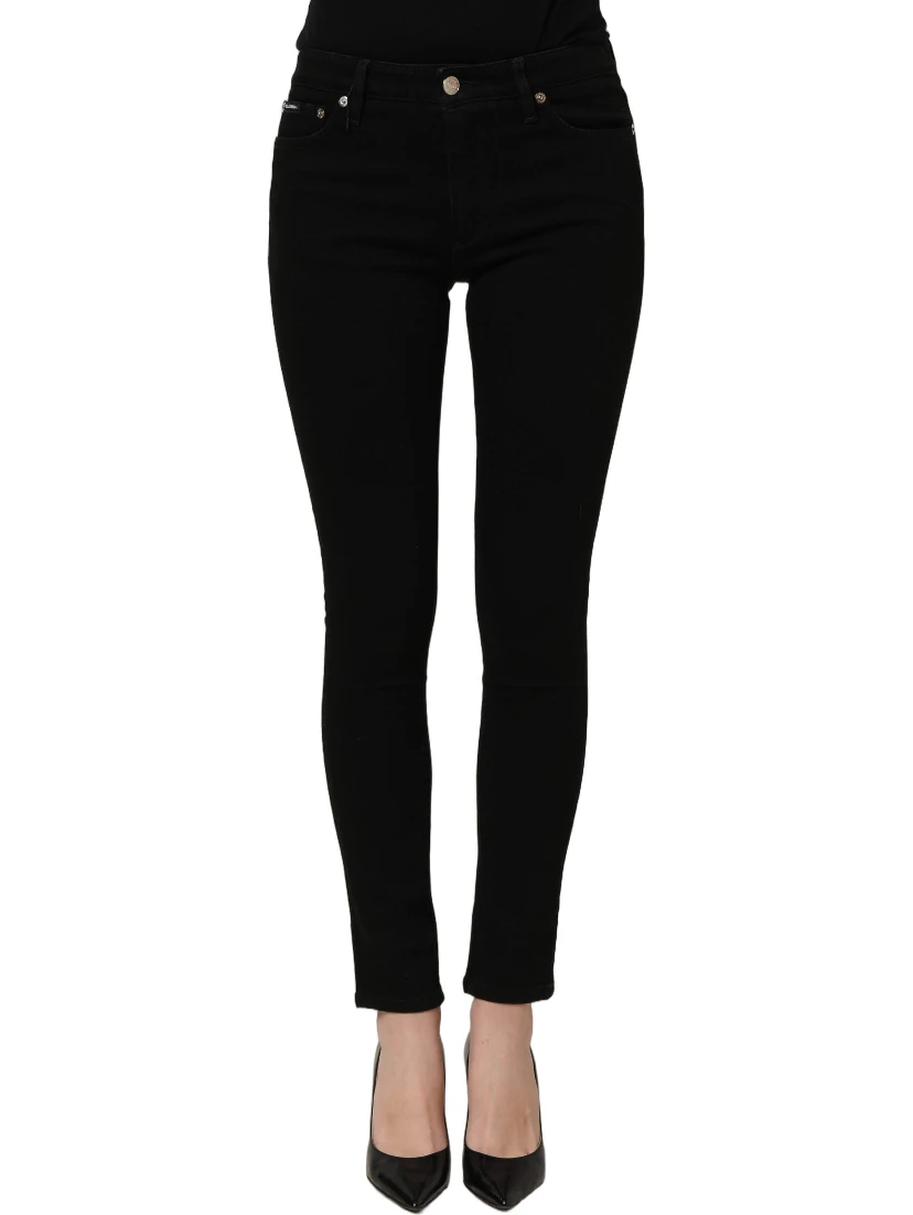 Black Cotton Stretch Skinny Denim Jeans