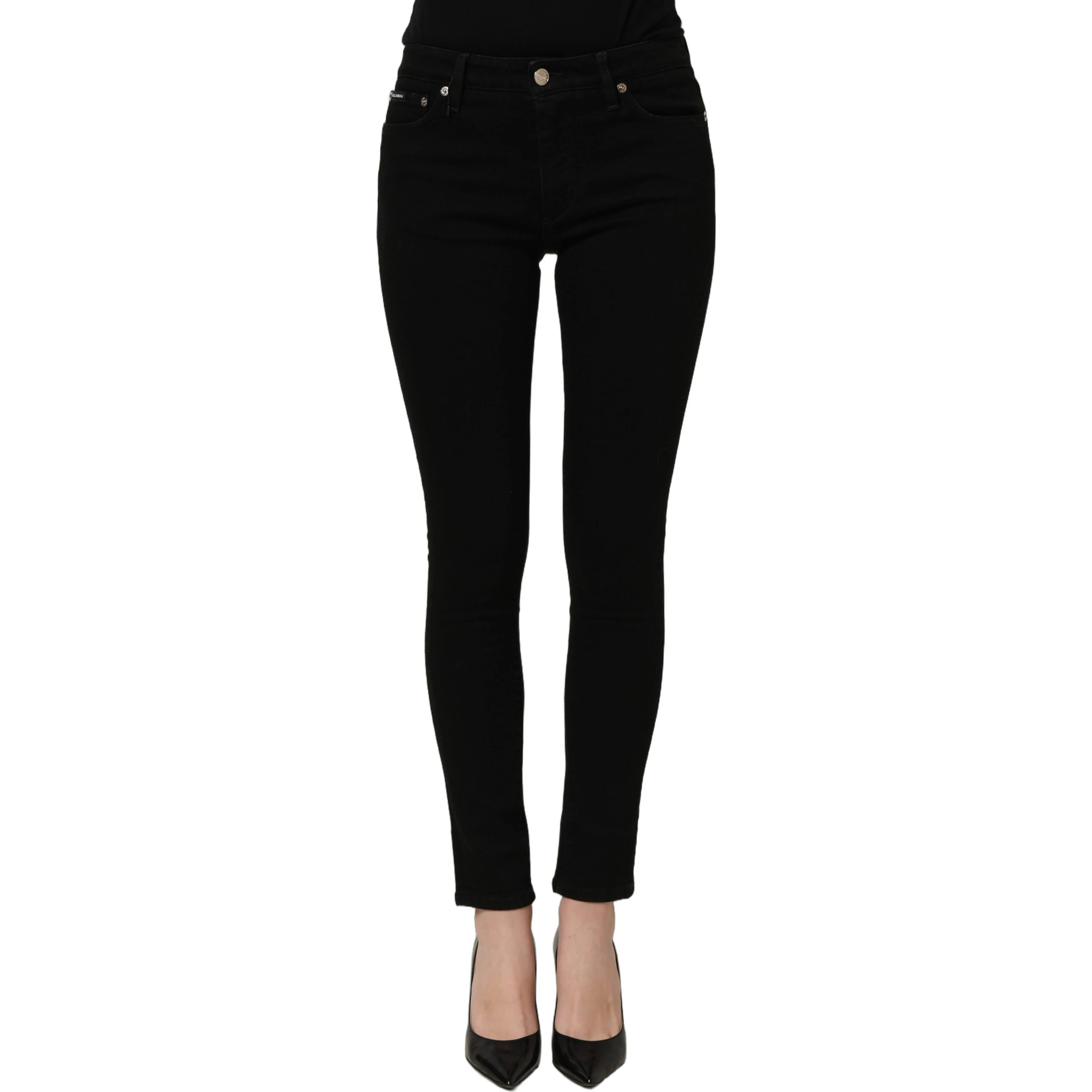 Black Cotton Stretch Skinny Denim Jeans