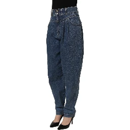 Dark Blue Cotton Stretch Tapered Denim Jeans