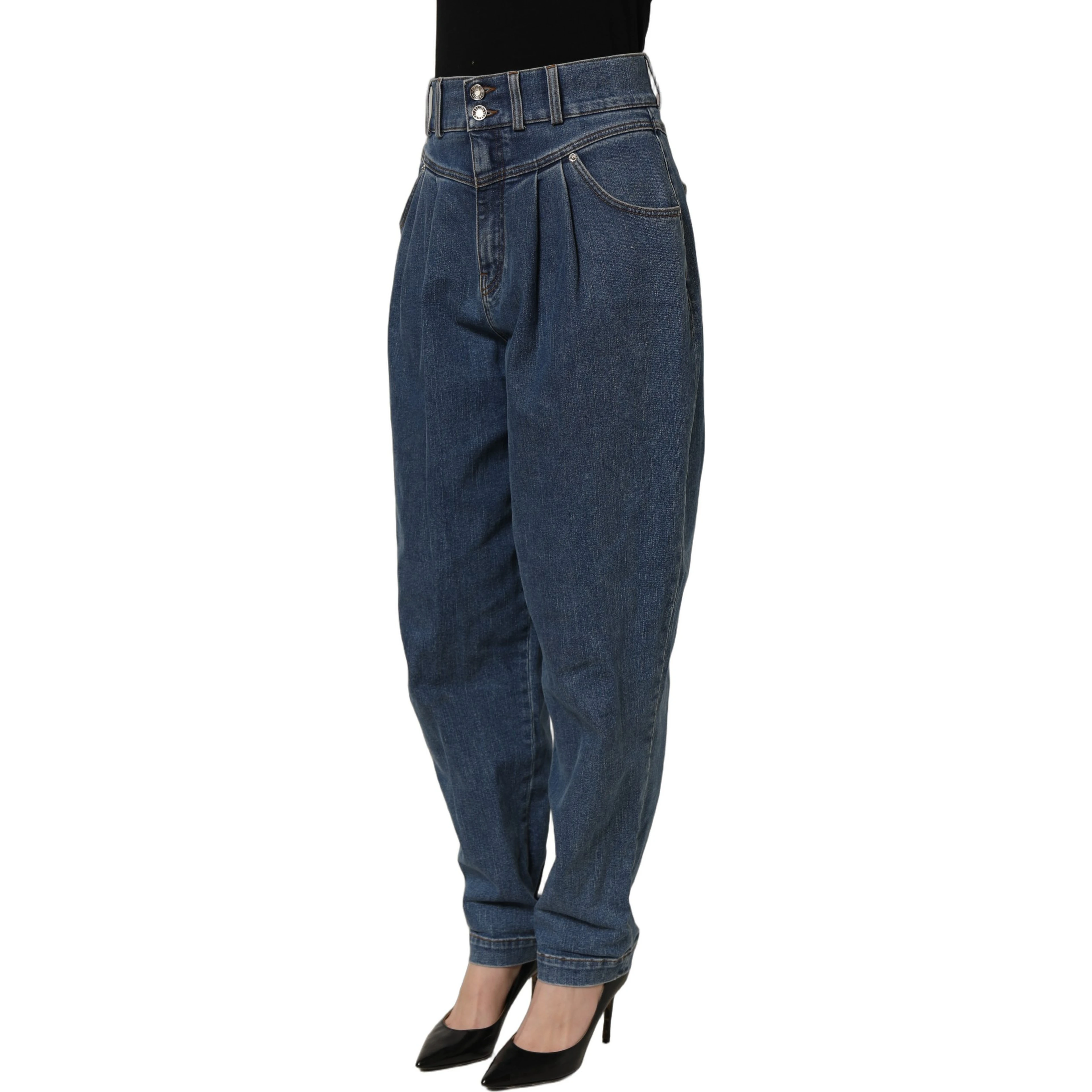 Dark Blue Cotton Stretch Tapered Denim Jeans
