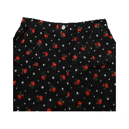 Black Floral High Rise Women Hot Pants Shorts