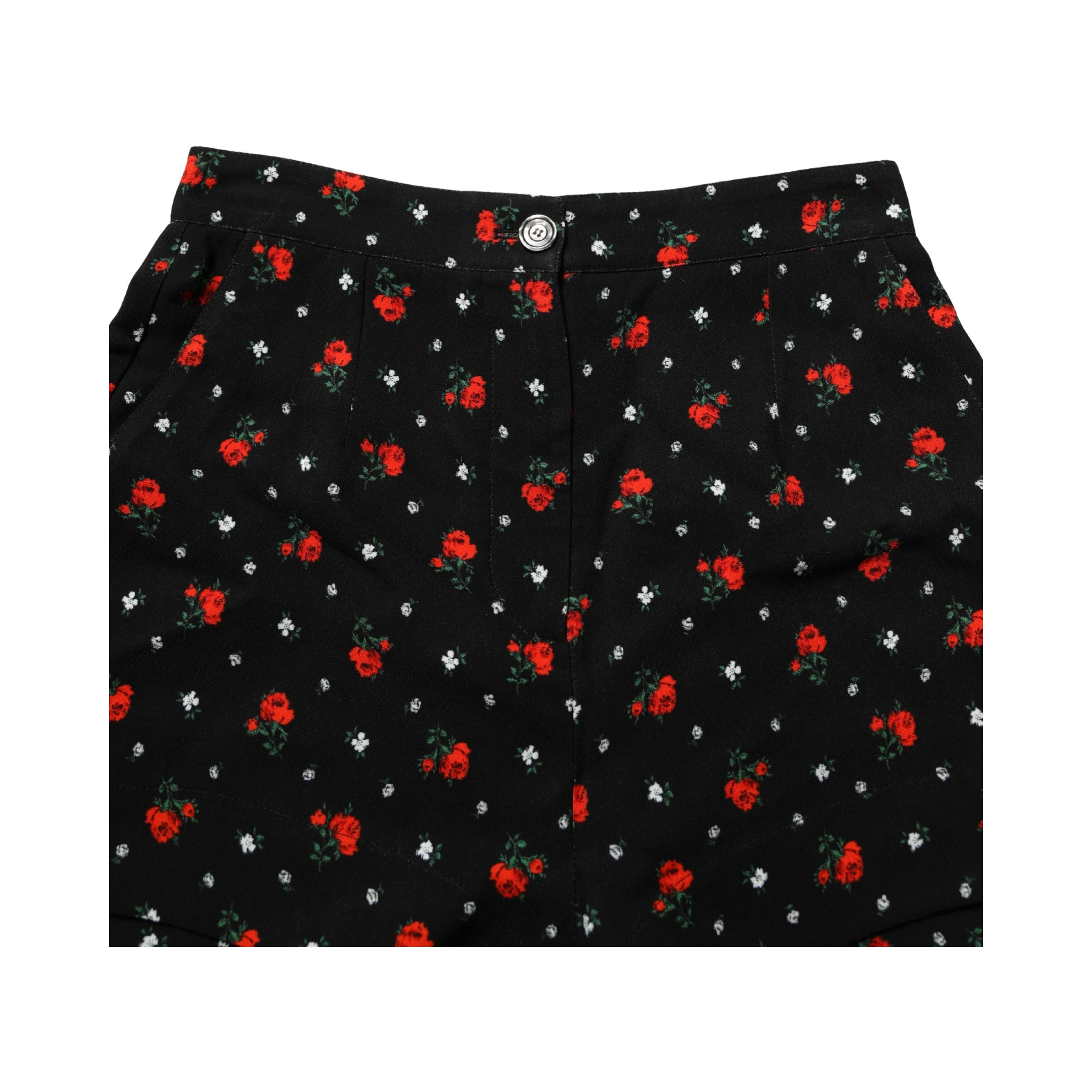 Black Floral High Rise Women Hot Pants Shorts