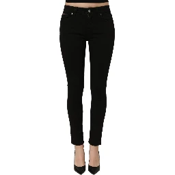 Black Cotton Stretch Skinny Denim Jeans