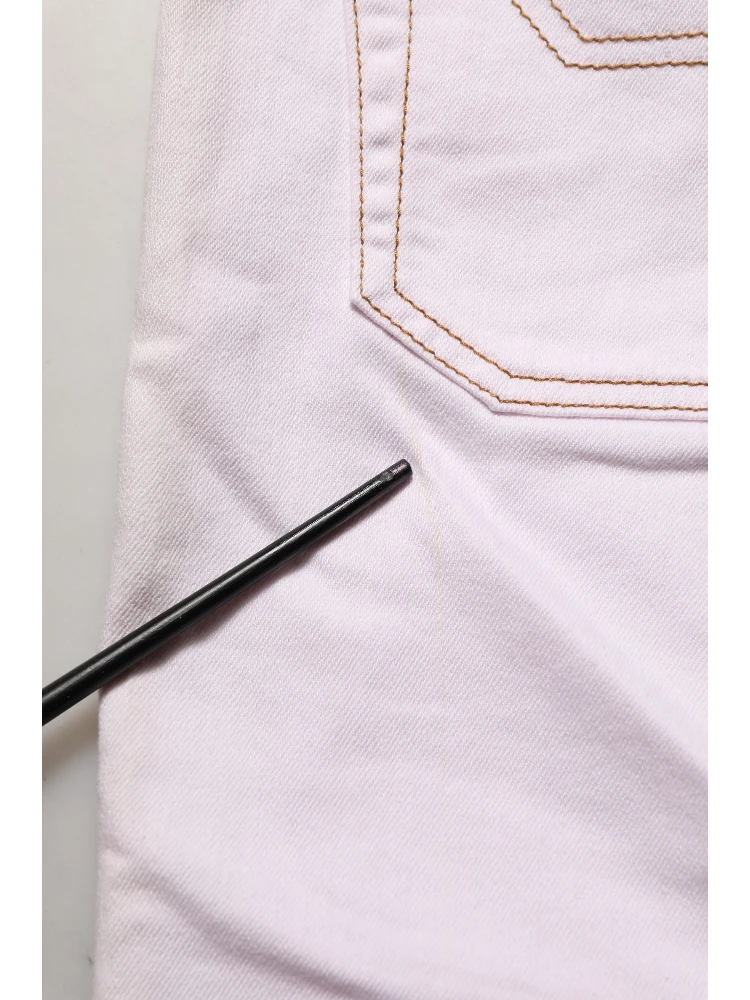 Light Pink Cotton Mid Waist Denim Trouser Jeans