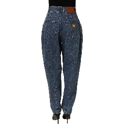 Dark Blue Cotton Stretch Tapered Denim Jeans