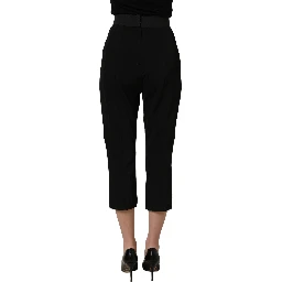 Black Viscose High Waist Capri Trouser Pants