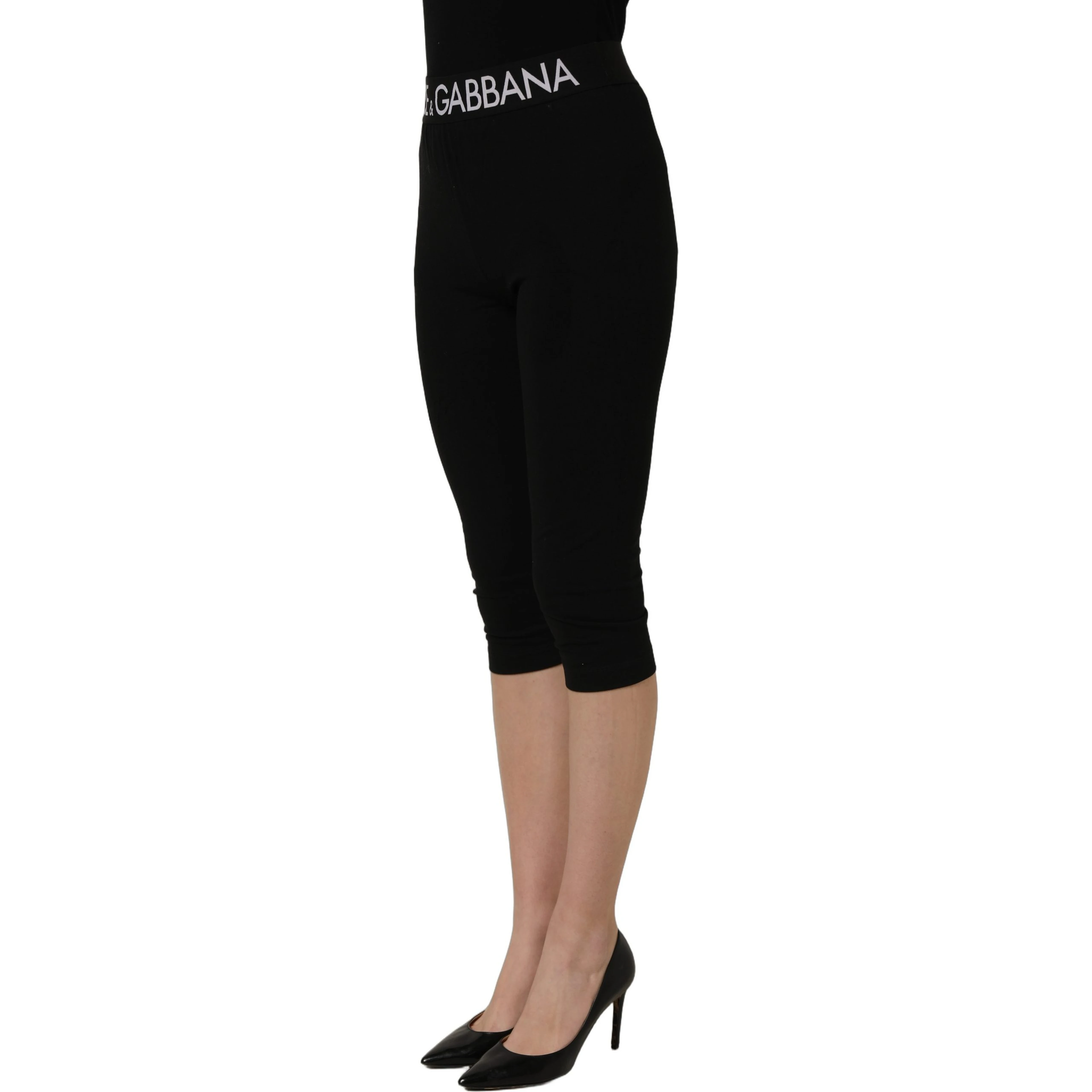 Black Cotton HighWaist Cropped Leggings Pants