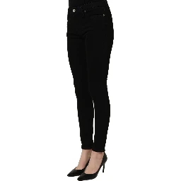 Black Cotton Stretch Skinny Denim Jeans