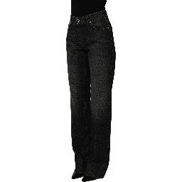 Black Cotton Stretch Straight Denim Jeans