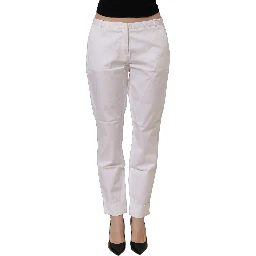 White Low Waist Straight Formal Trouser Pants