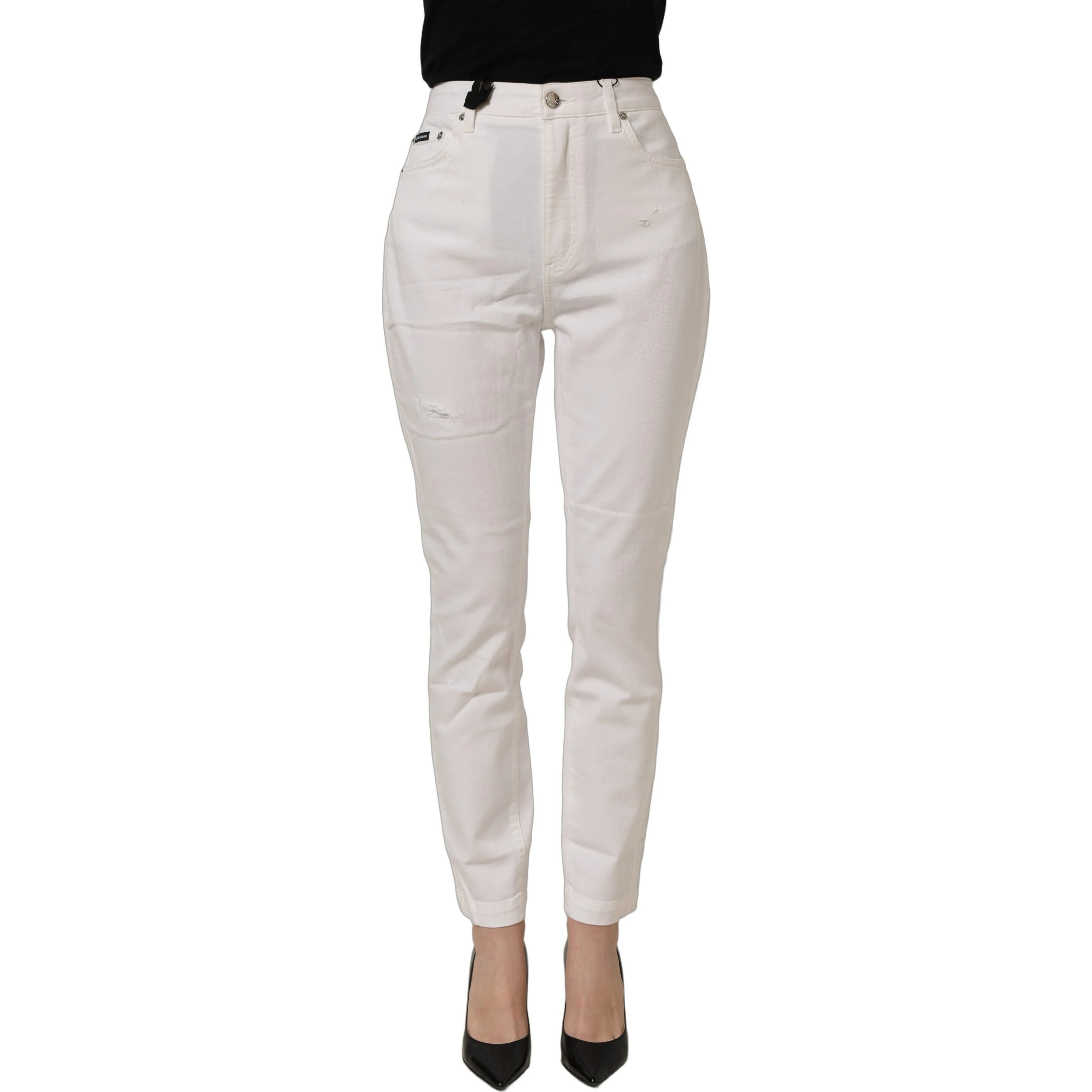 White Cotton Stretch Skinny Denim Jeans