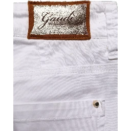 White Mid Waist Straight Cropped Cotton Trouser Pants