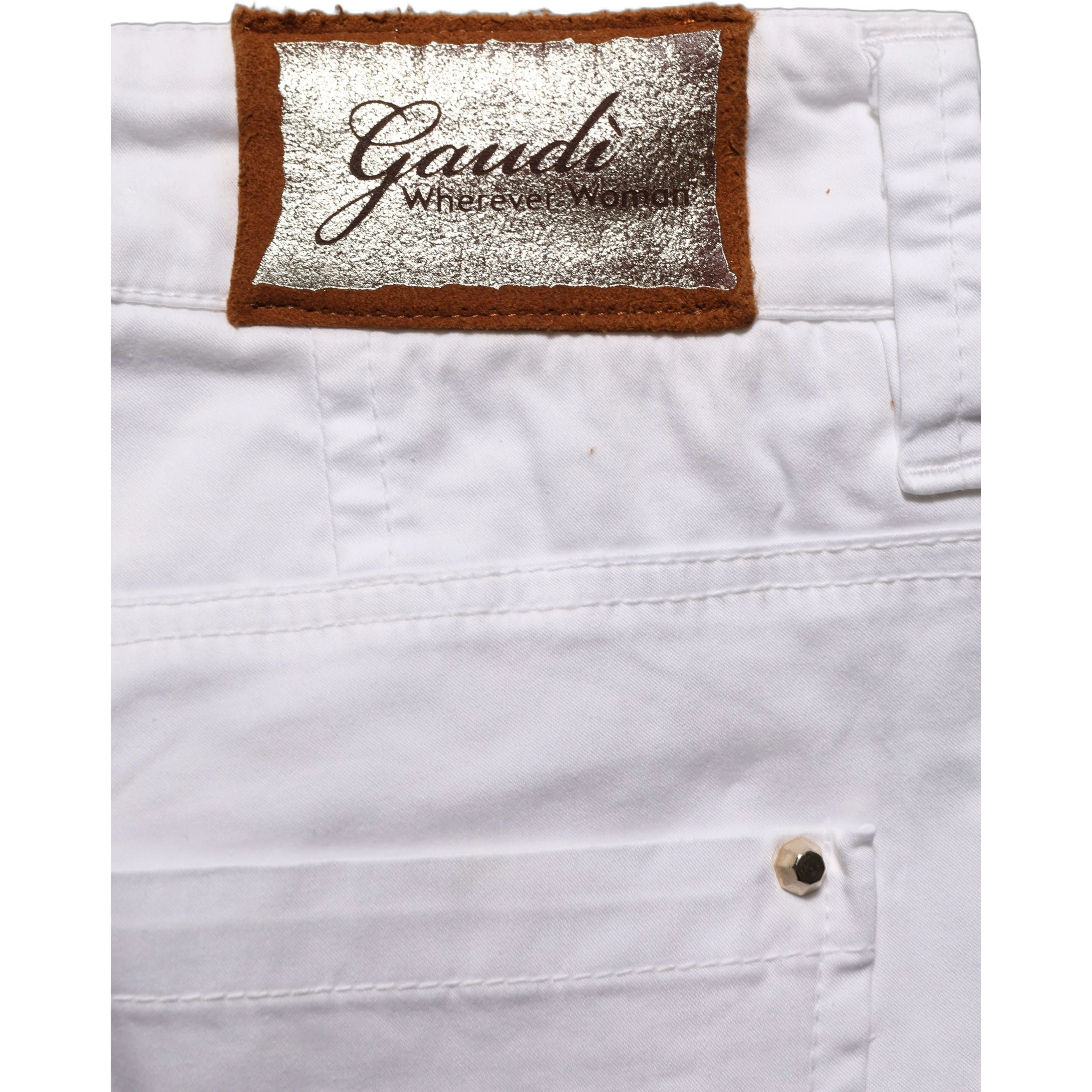 White Mid Waist Straight Cropped Cotton Trouser Pants
