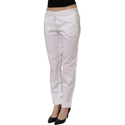 White Low Waist Straight Formal Trouser Pants