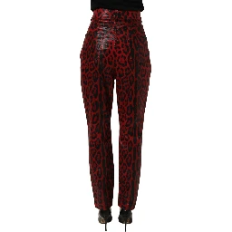 Red Leopard Cotton 5 Pockets Trouser Jeans