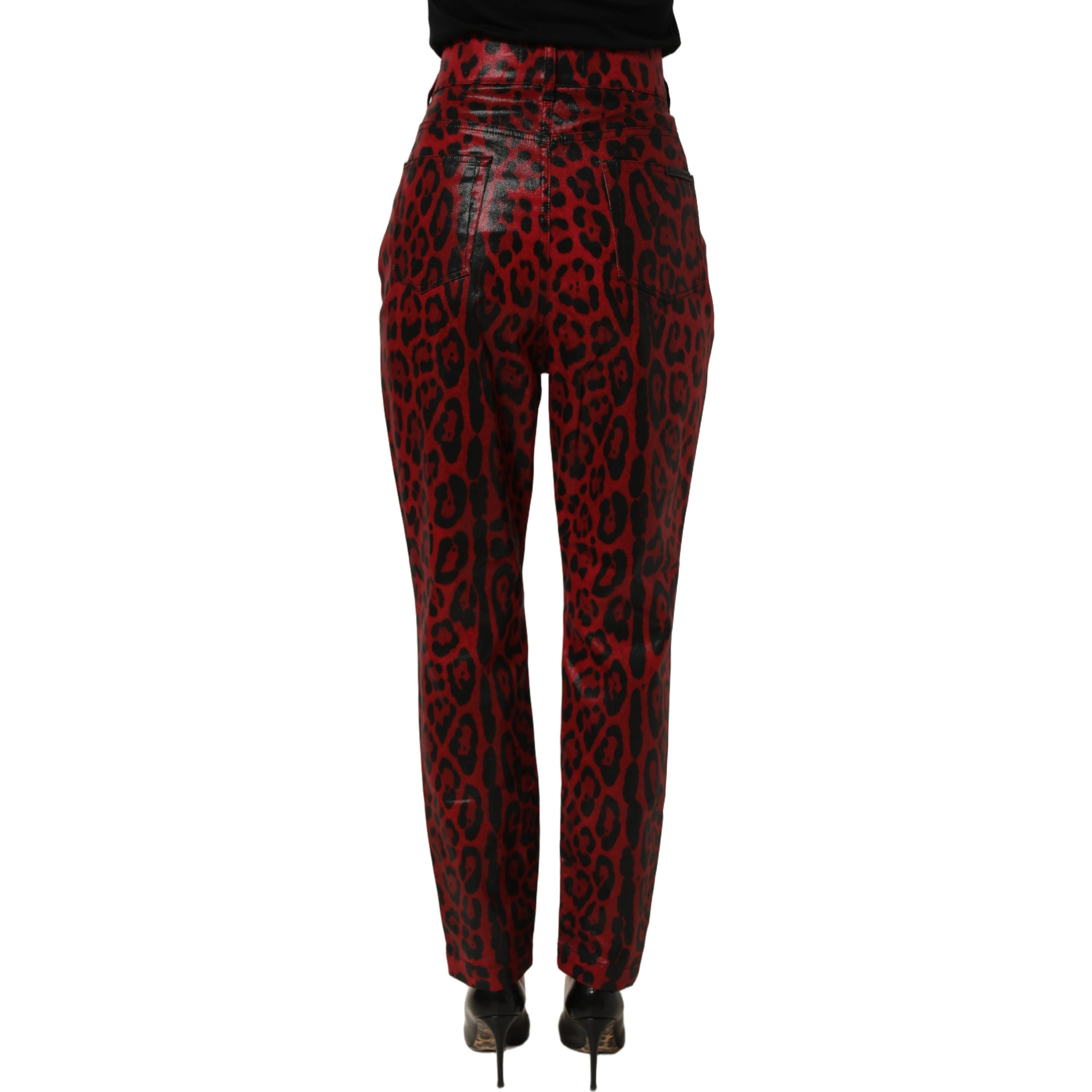 Red Leopard Cotton 5 Pockets Trouser Jeans