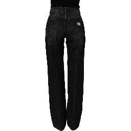 Black Cotton Stretch Straight Denim Jeans