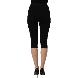 Black Cotton HighWaist Cropped Leggings Pants