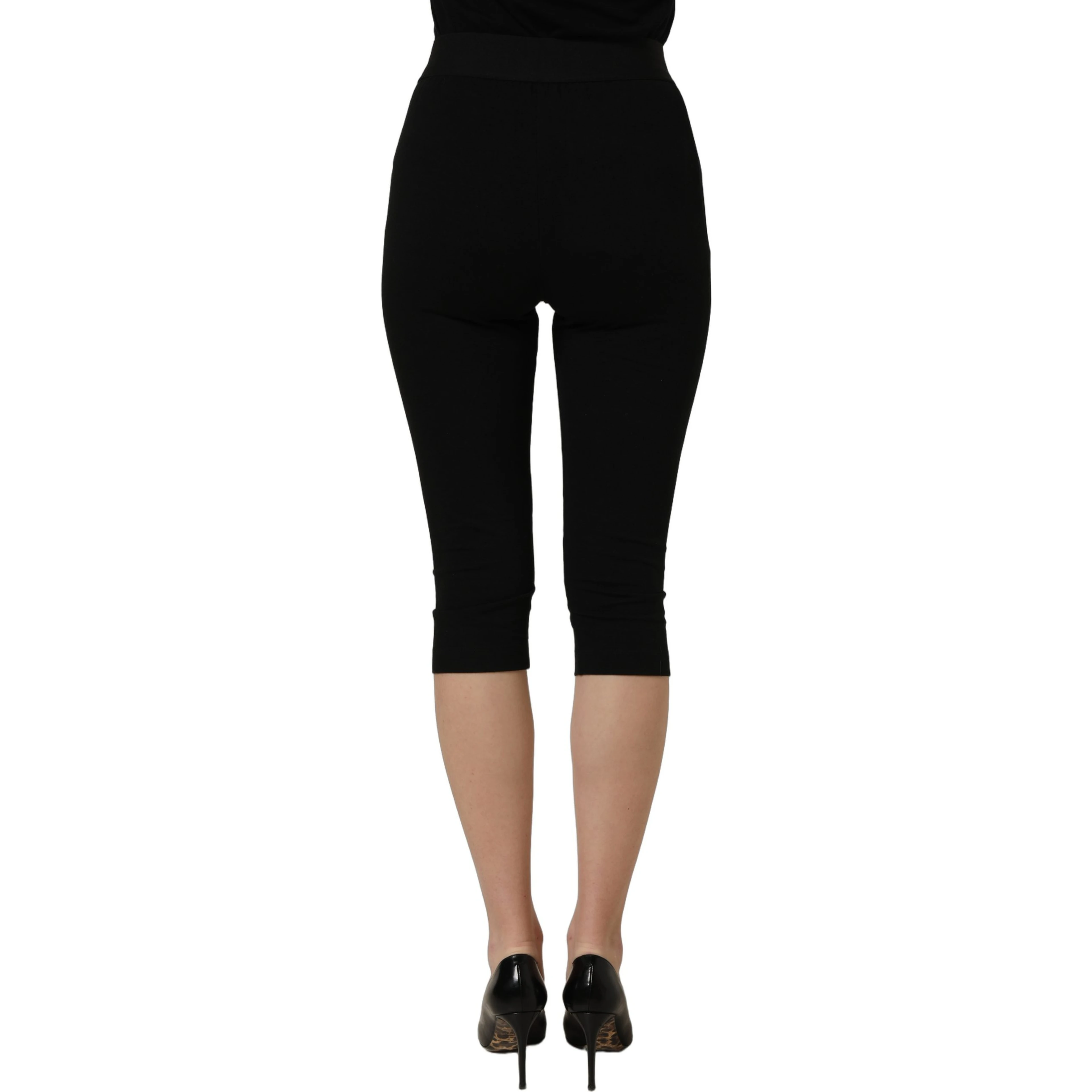 Black Cotton HighWaist Cropped Leggings Pants
