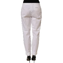 White Low Waist Straight Formal Trouser Pants