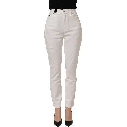 White Cotton Stretch Skinny Denim Jeans